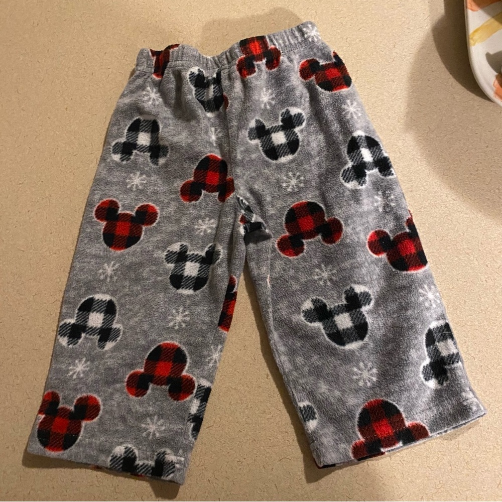 Disney Baby Mickey Fleece Christmas Holiday Pajama Pj Pants Plaid Red 18 Months